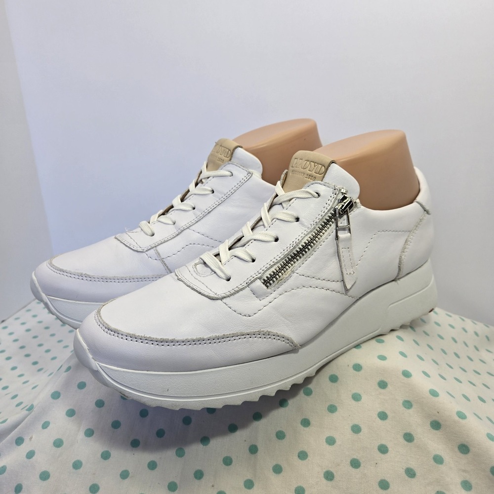 Lloyd Womens Size 10 All White Side Zip Sneakers Trainer Hidden Heel Wedges 42